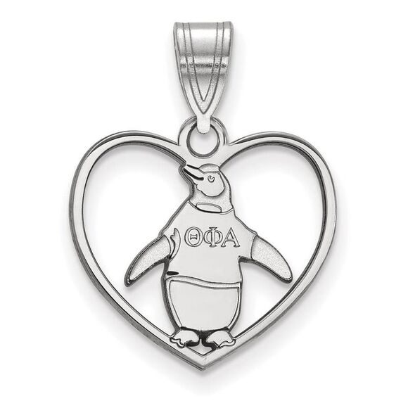 Sterling Silver Theta Phi Alpha Heart Pendant - Picture 1 of 3